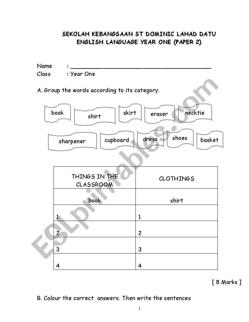 TEST worksheet