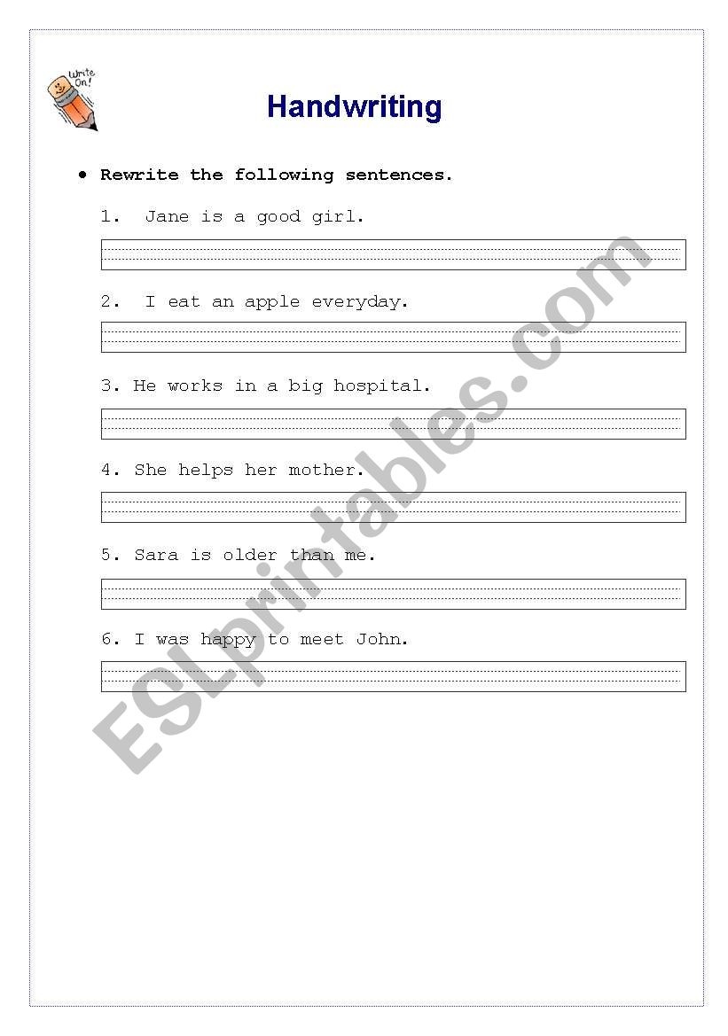 Handwriting worksheet