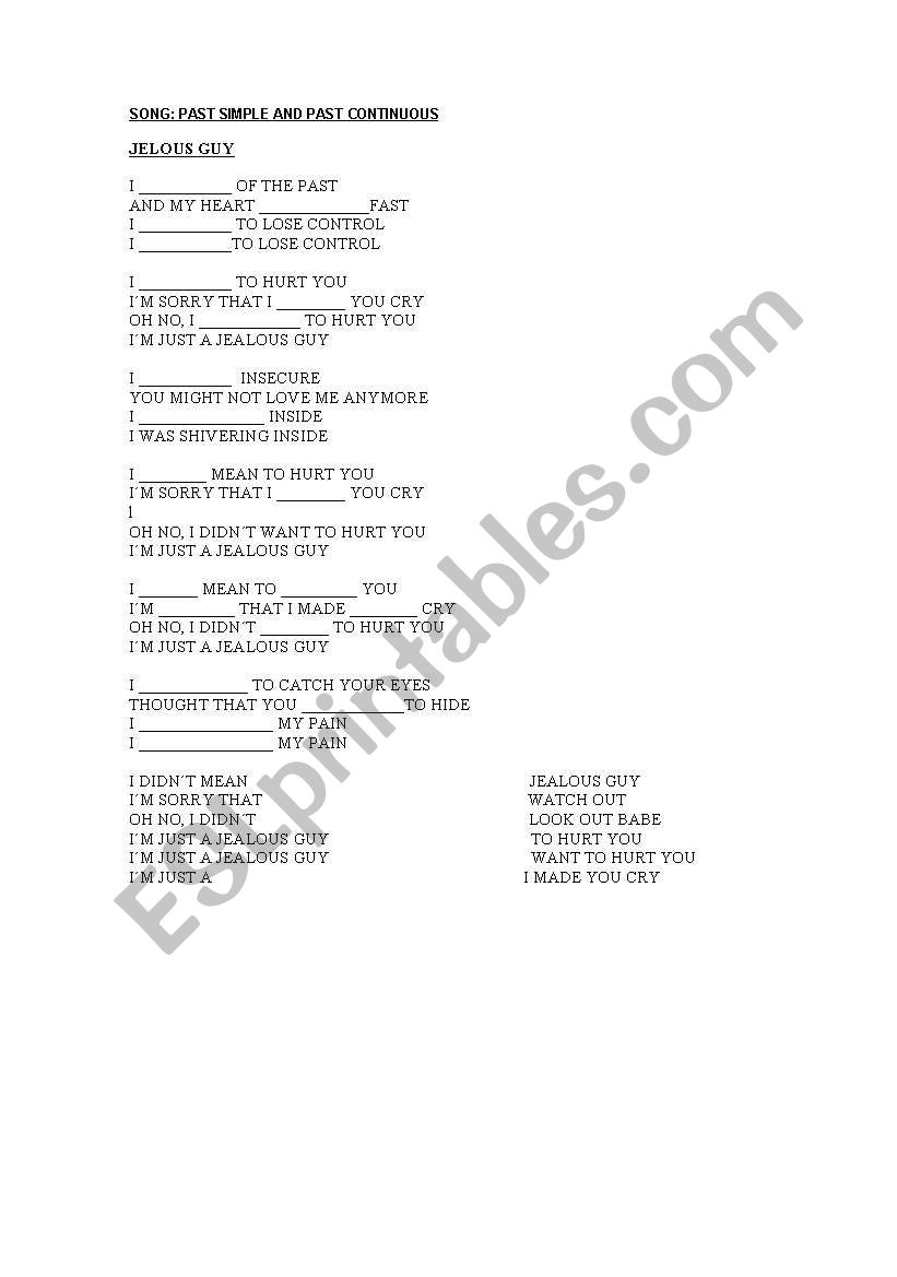 PAST SIMPLE AND CONTINUOUS worksheet