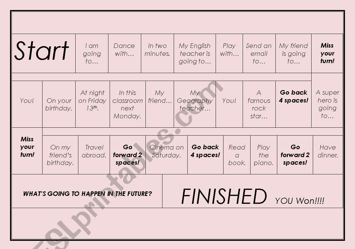 BOARD GAME WITH GOING TO worksheet