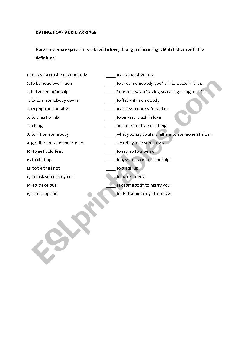 DATING AND RELATIONSHIPS VOCABULARY
