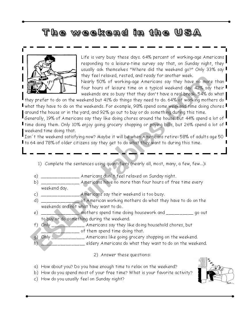 The weekend in the USA worksheet