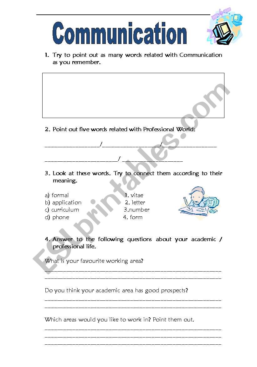 English Worksheets Communication