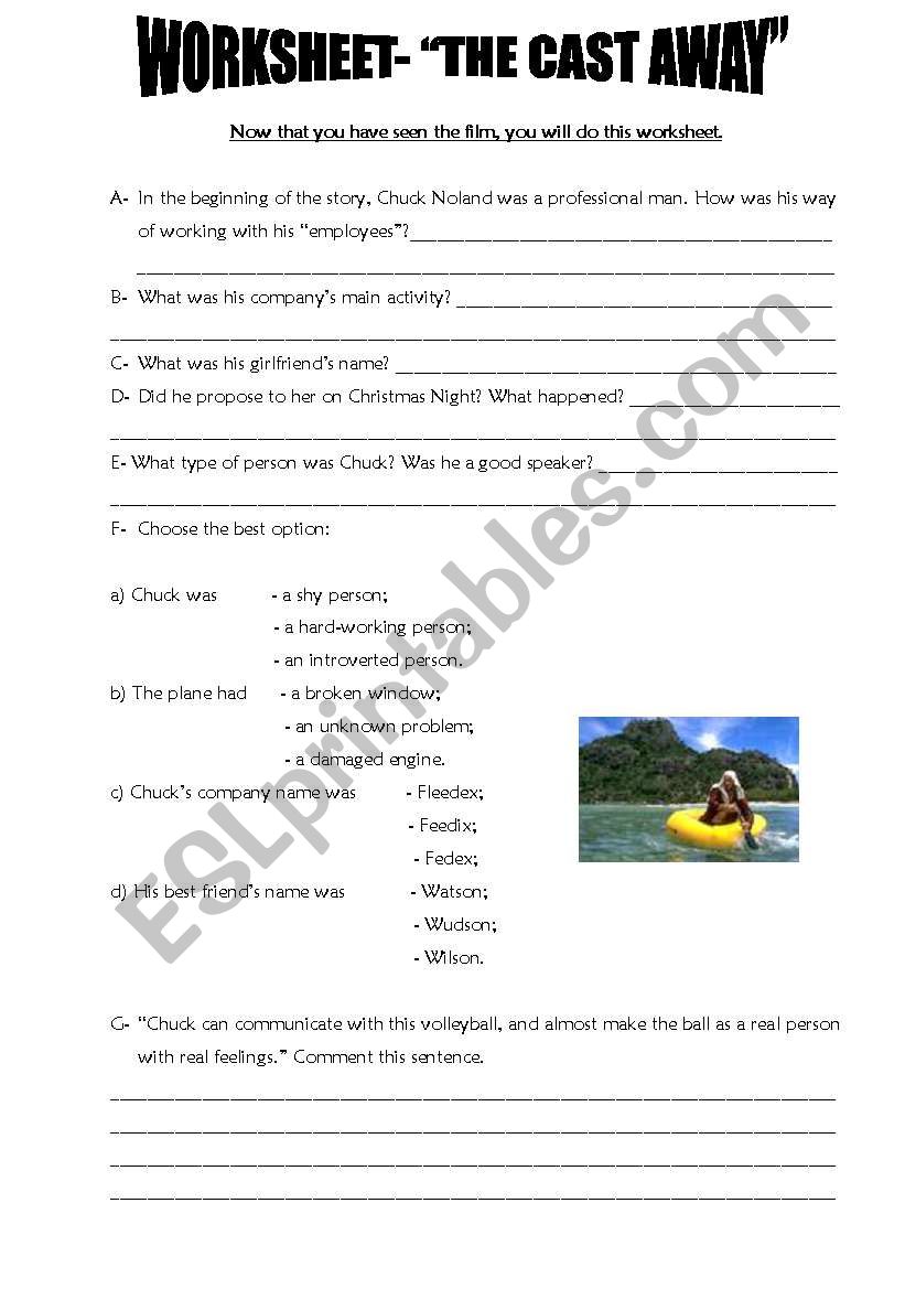 The Cast Away- worksheet worksheet