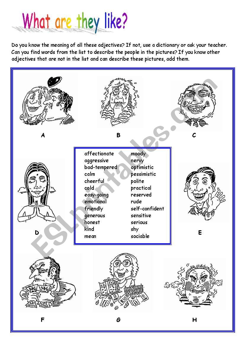 What are they like? worksheet