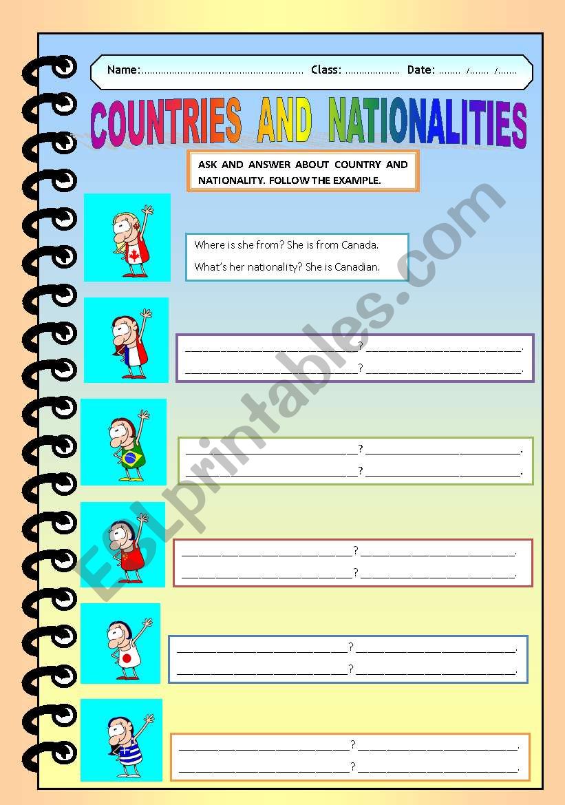 COUNTRIES AND NATIONALITIES (ASK AND ANSWER)