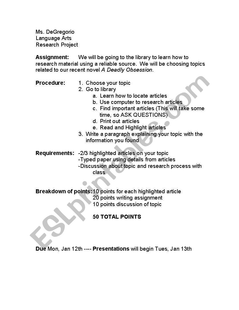 Basic Research worksheet