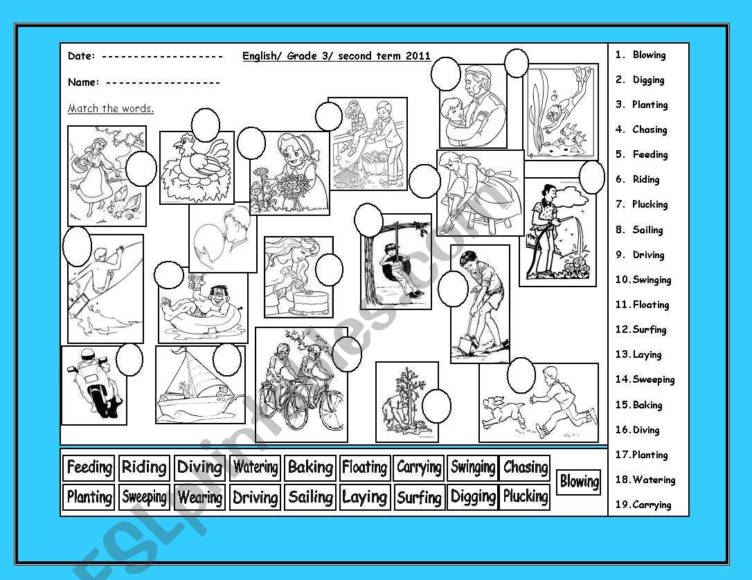 action words worksheet