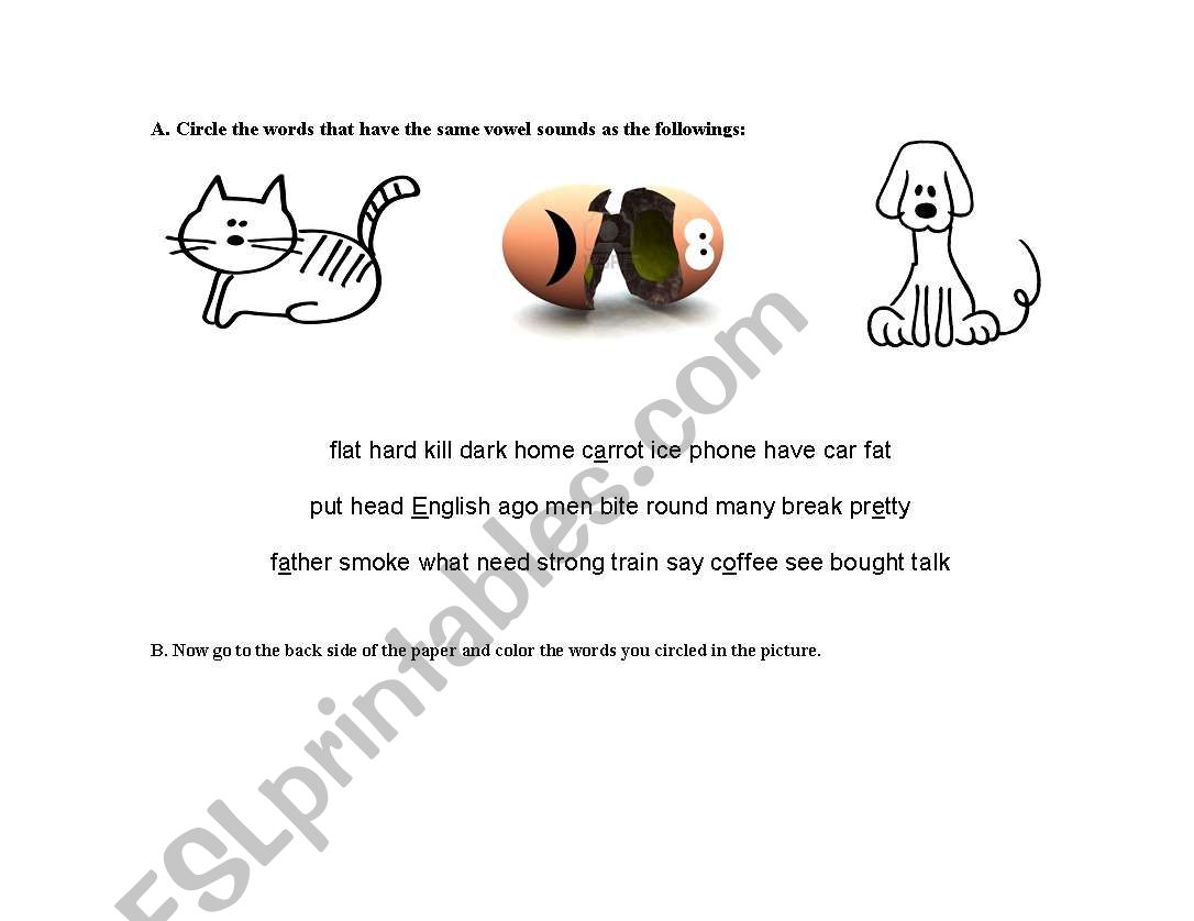 vowel sounds worksheet