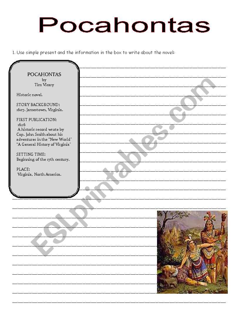 pocahontas book ws worksheet