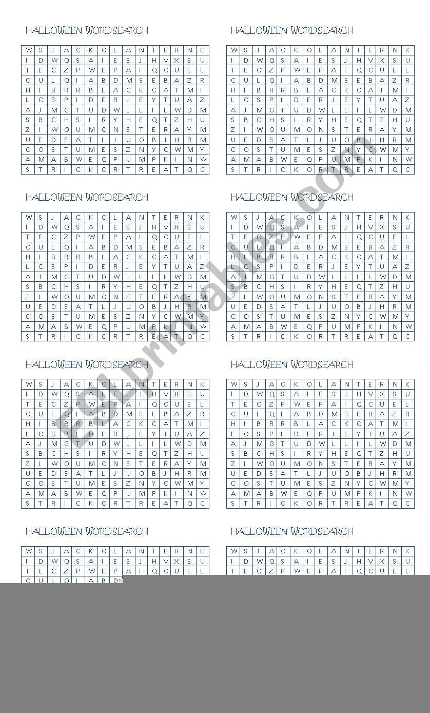 halloween wordsearch worksheet