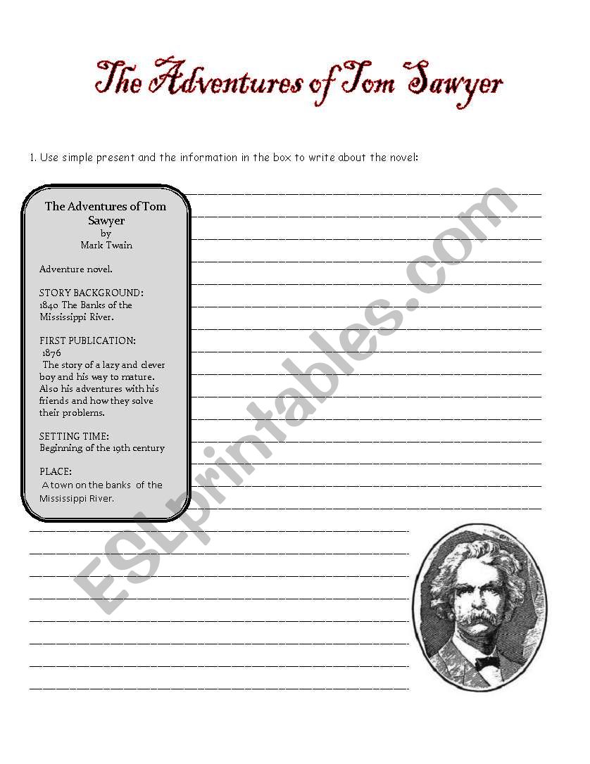 The adventures of Tom Sawyer worksheet