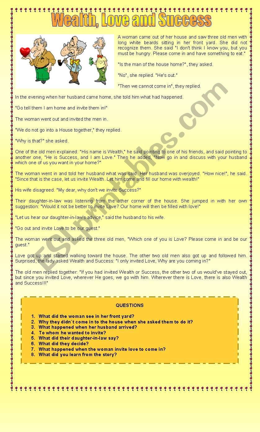 Wealth, Love and Succes worksheet