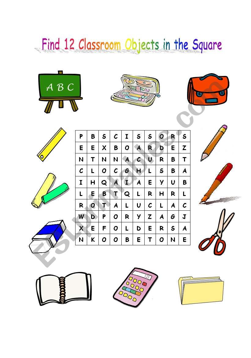 Classroom Objects worksheet