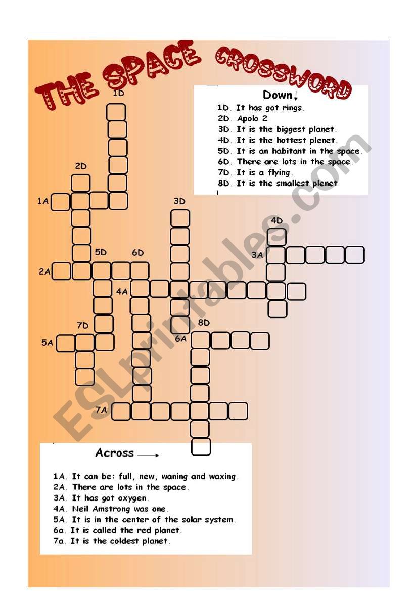 SPACE CROSSWORD worksheet