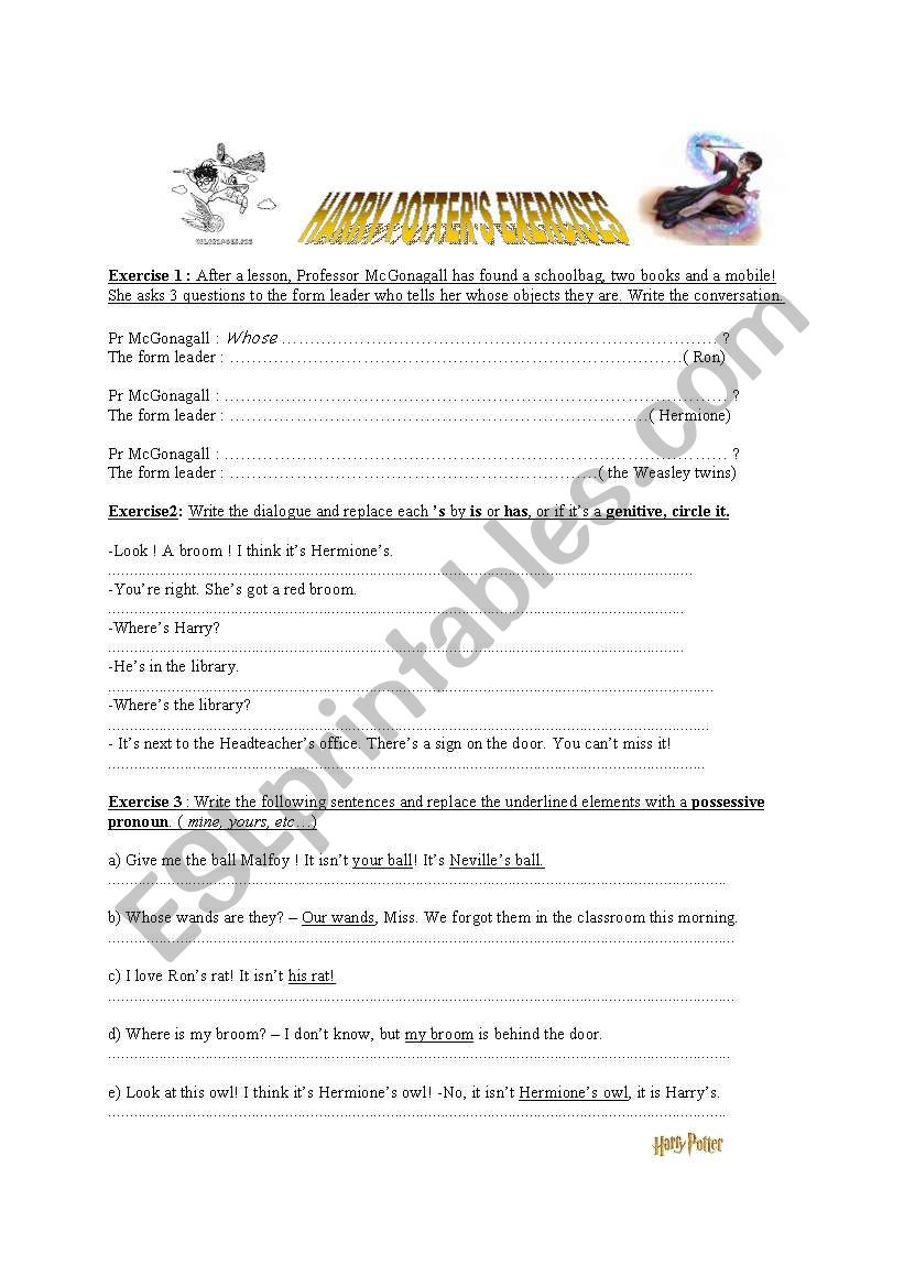 Harry Potters exercises worksheet