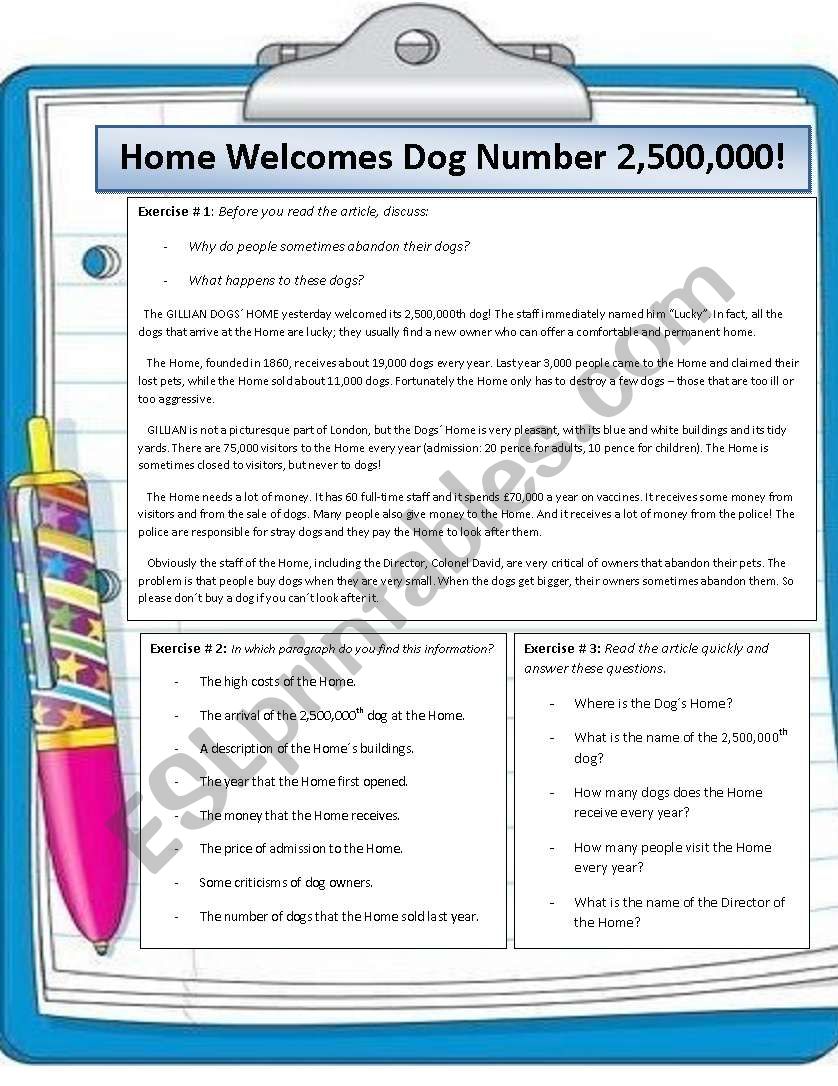 Dont abandon your pets reading comprehension worksheet