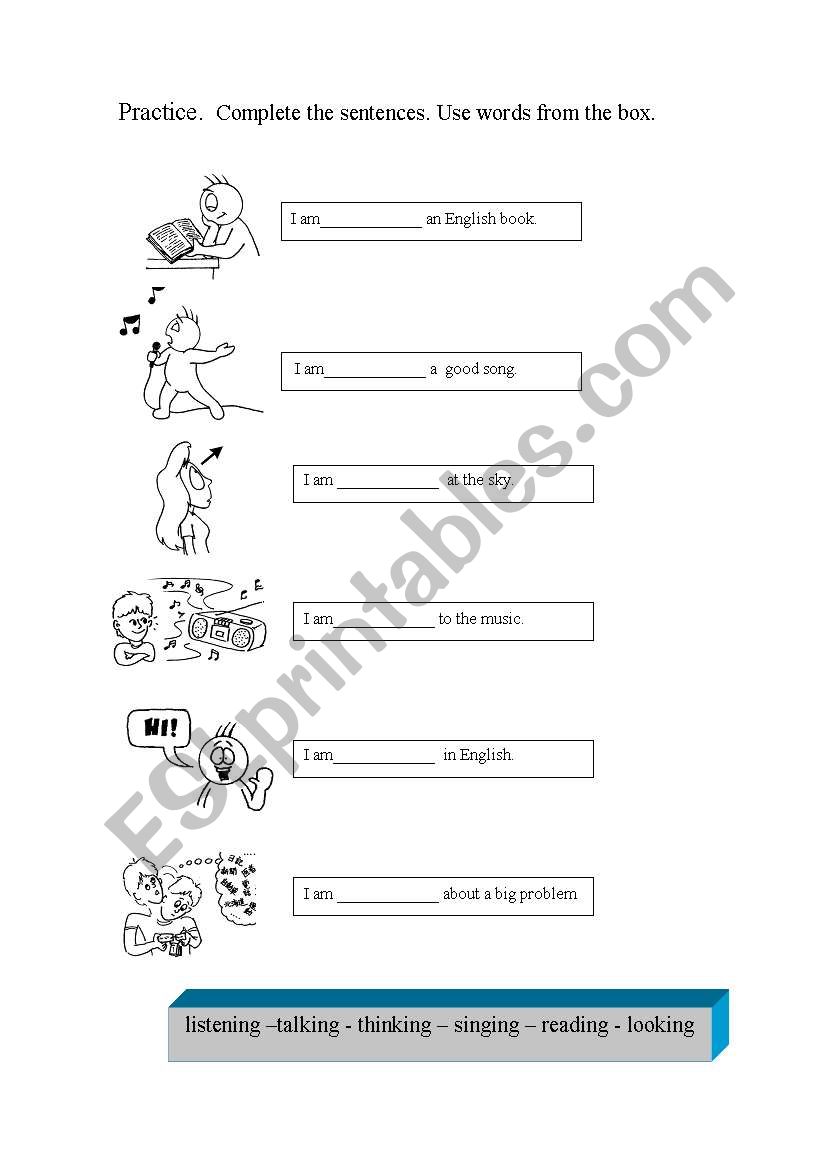 Practicing the ing form. worksheet