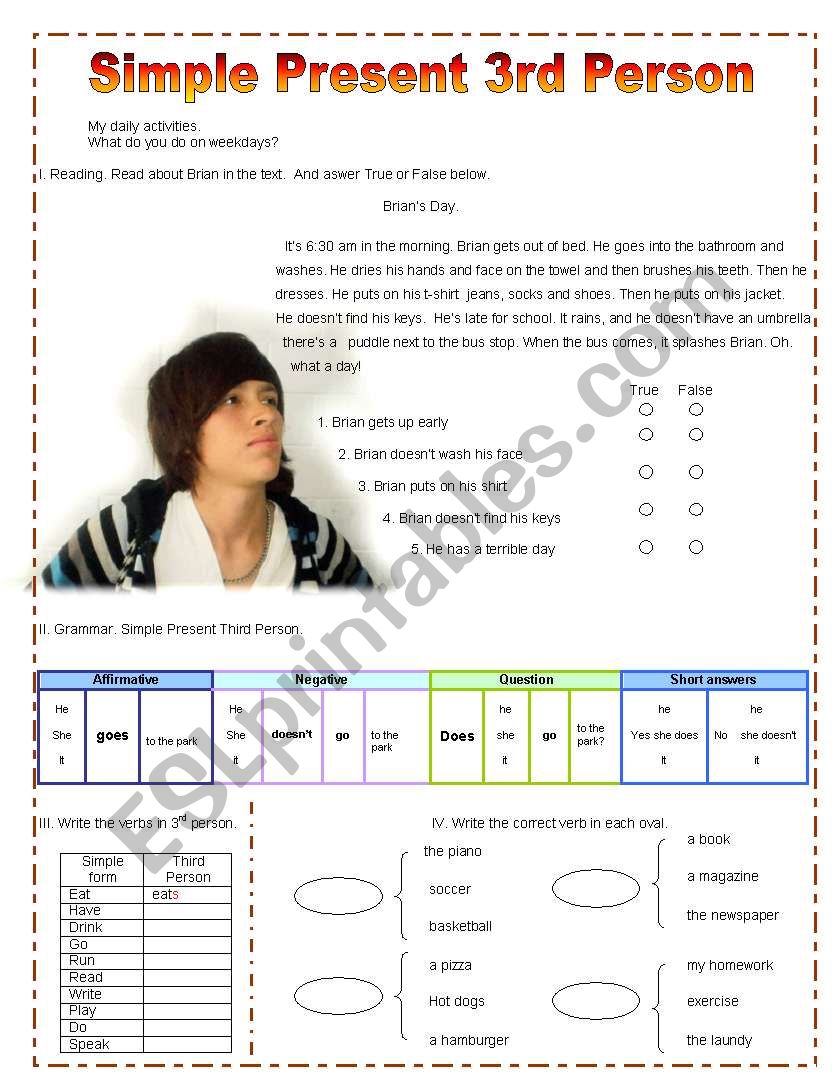 Simple Present Third Person worksheet