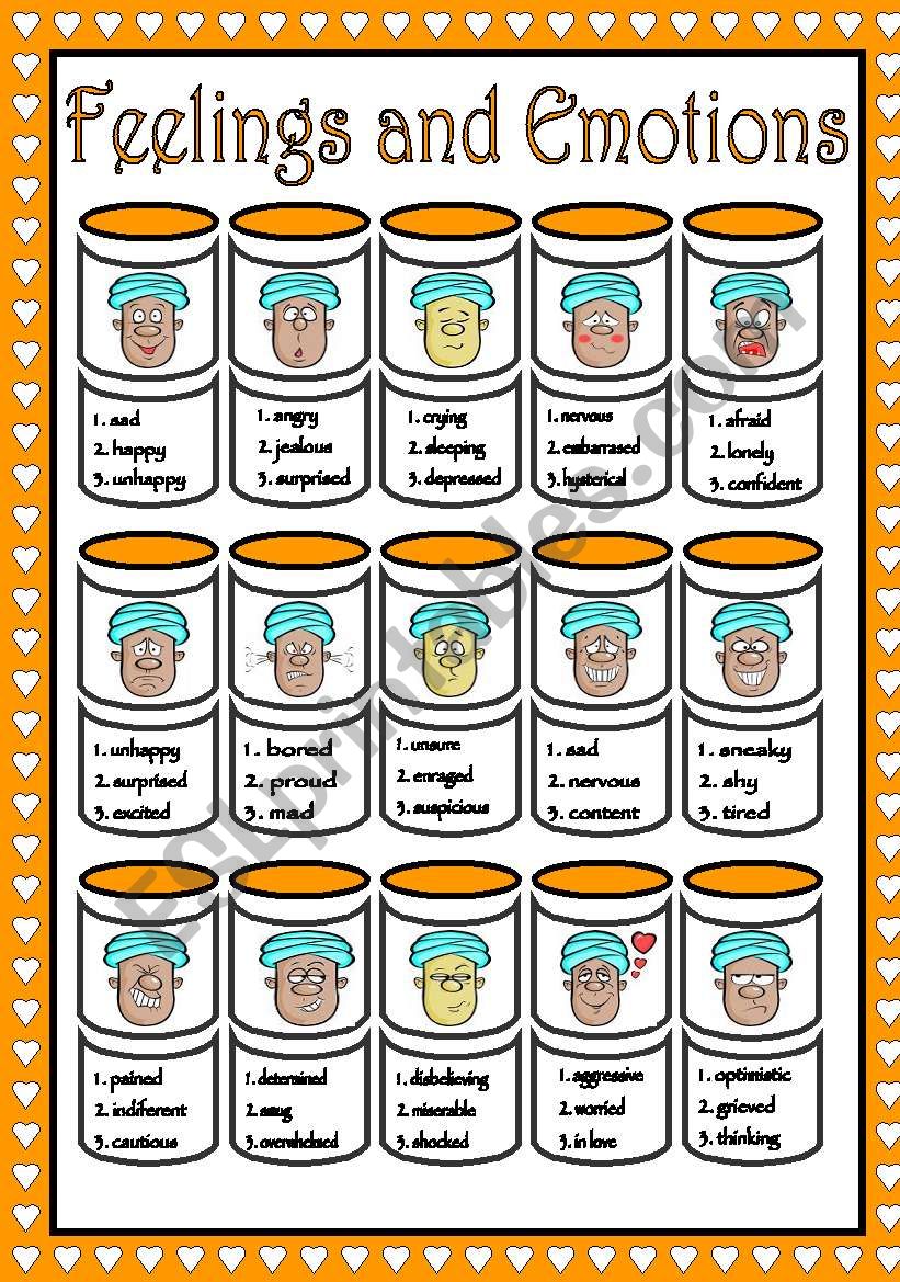 feelings and emotions worksheet