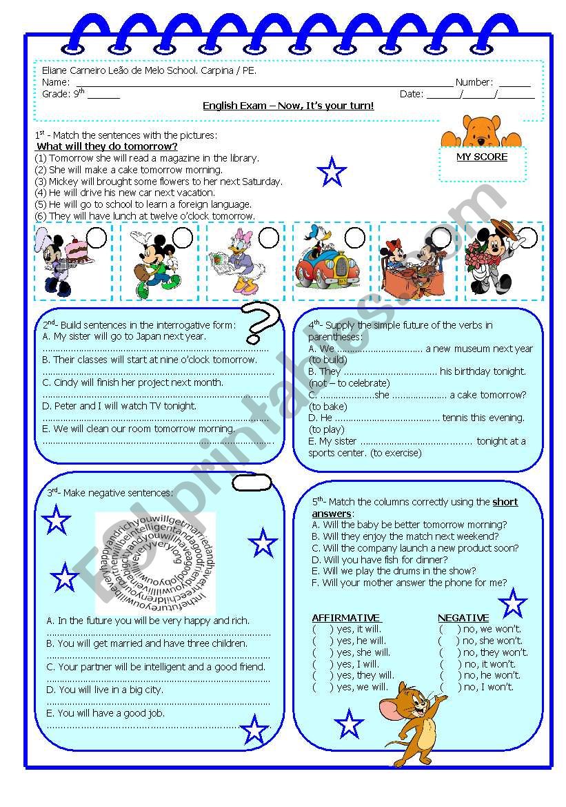 future tense - will worksheet