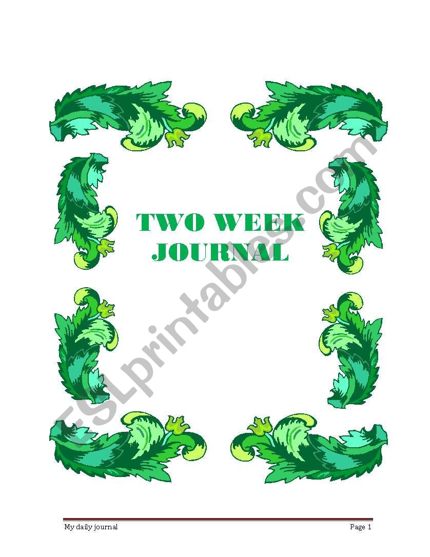 Two week journal worksheet