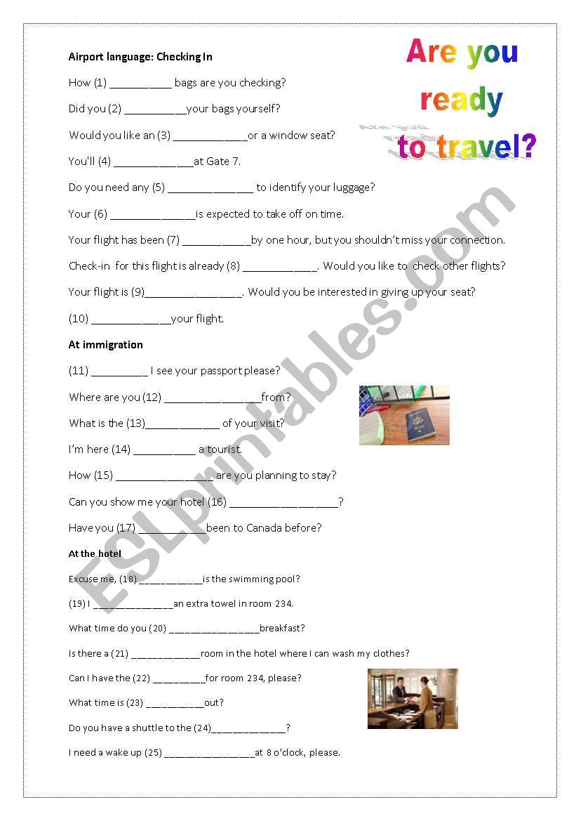 Are you ready to travel? worksheet