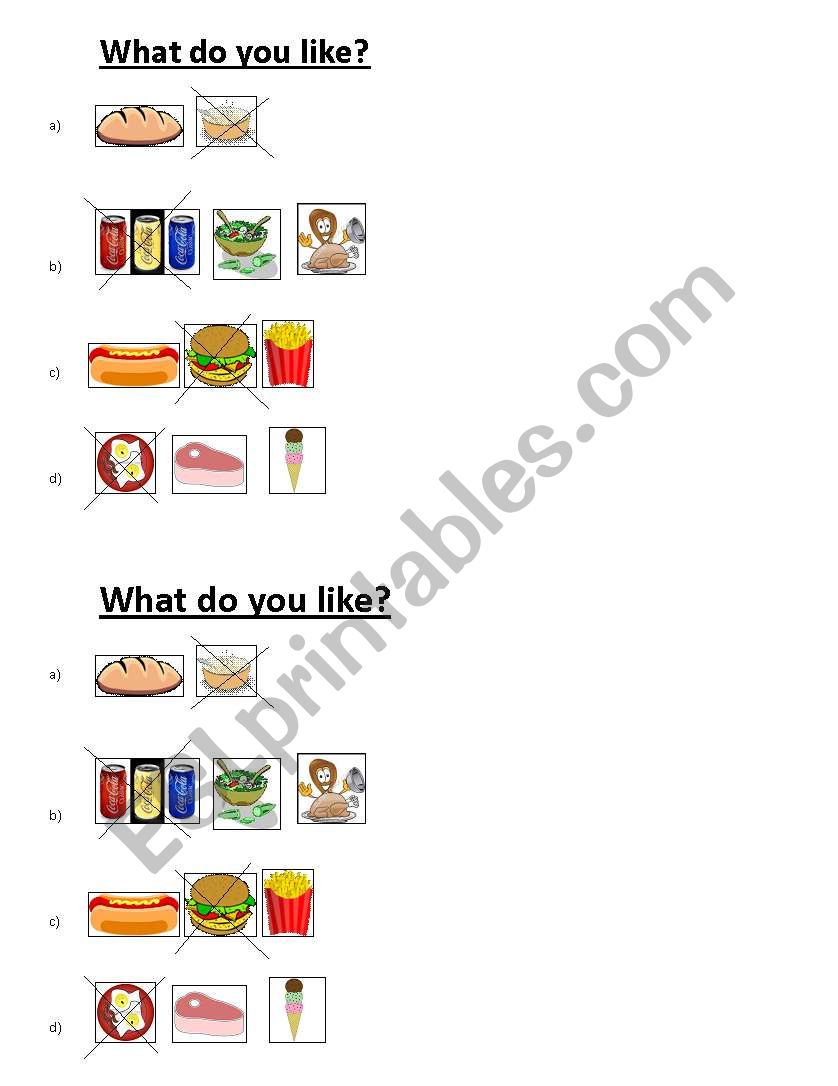 what do you like??? worksheet