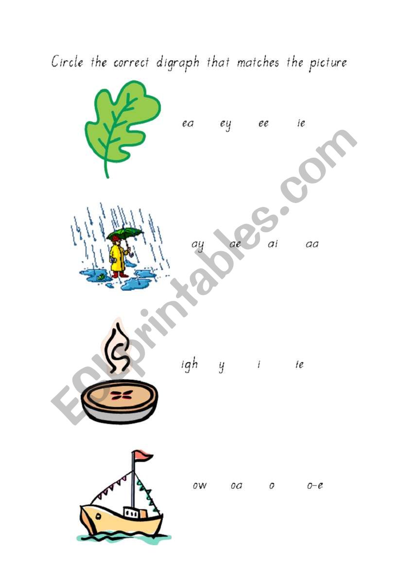 Circle the correct digraph worksheet