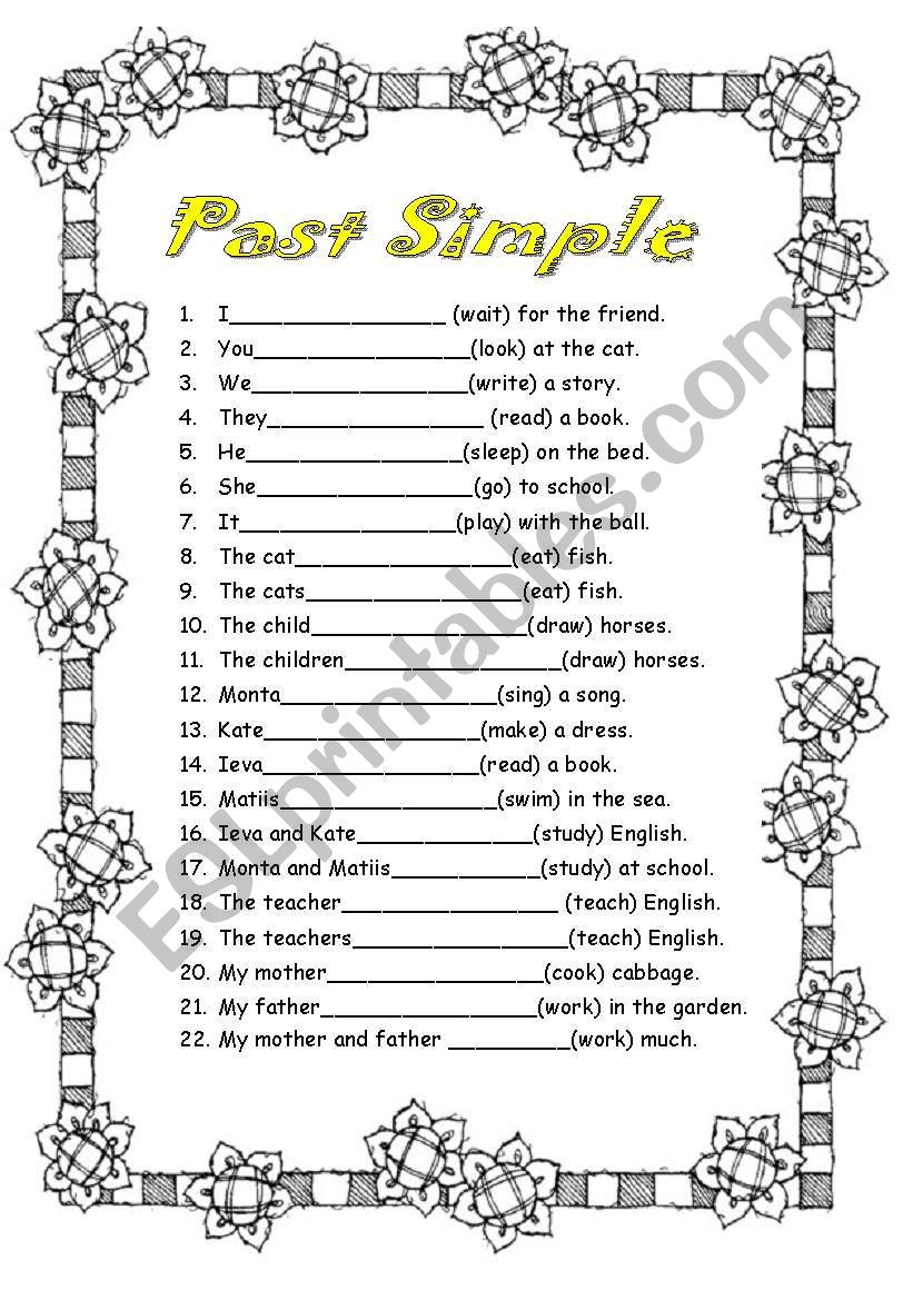 Past Simple 2 part worksheet