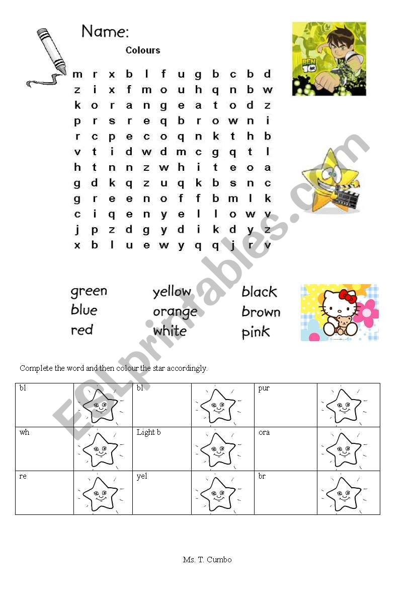 Colours worksheet