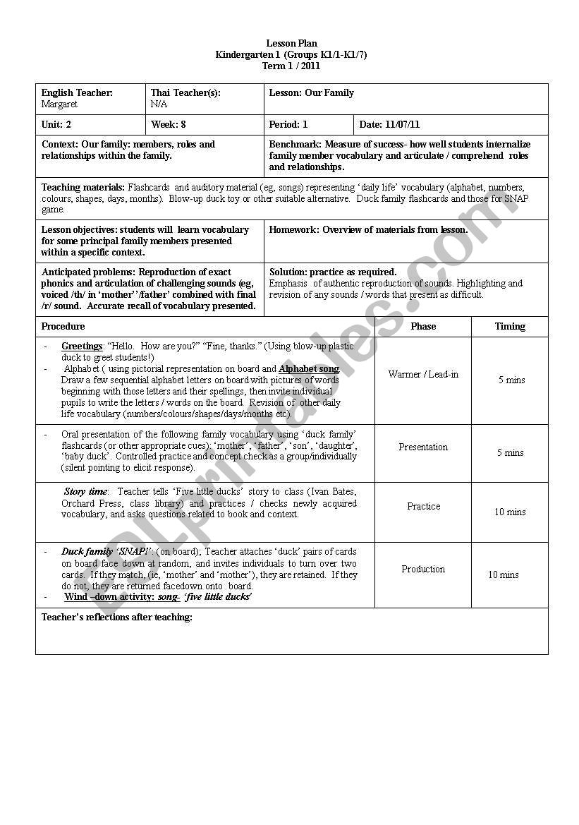 Our Family worksheet