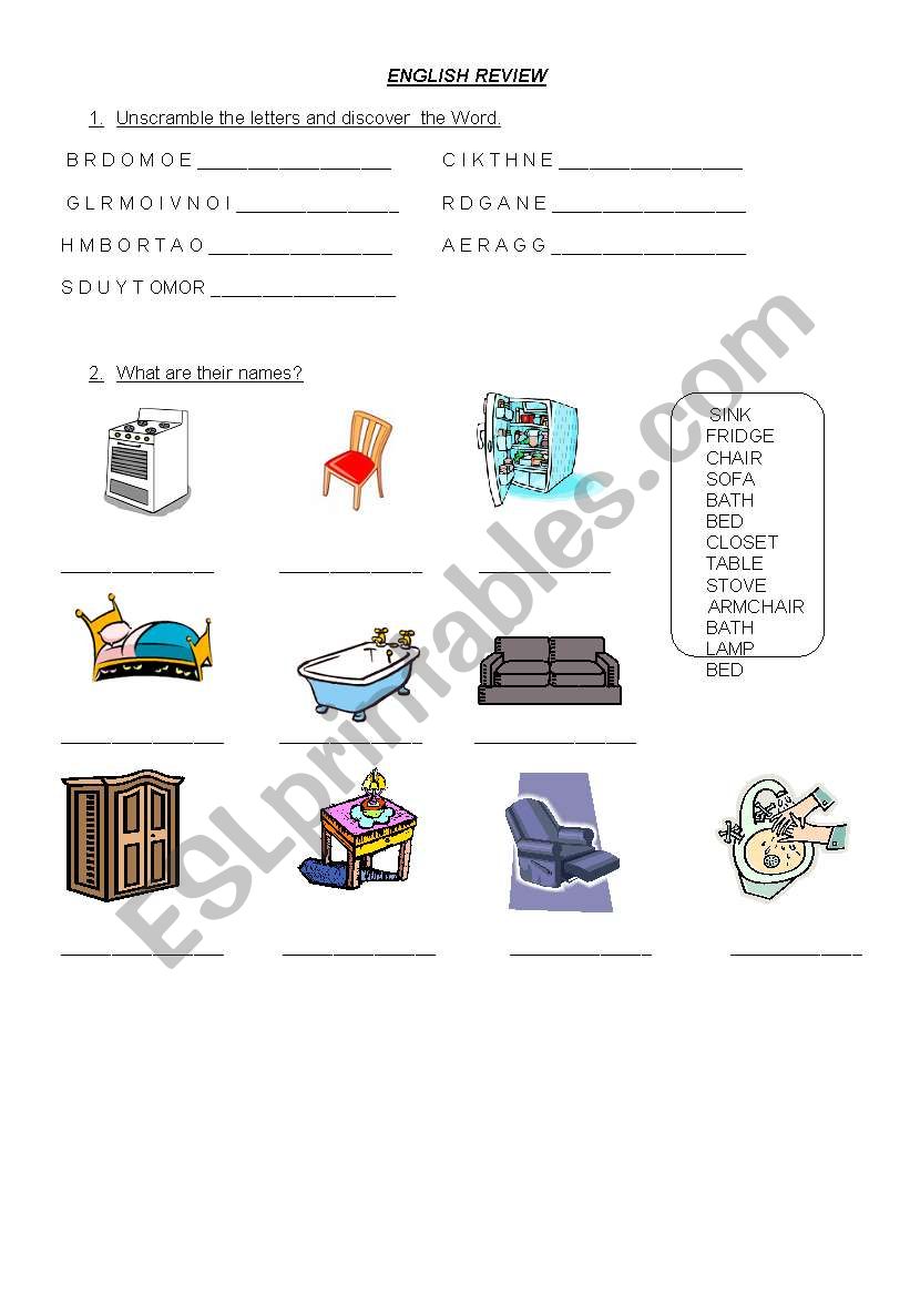 English review - House and Prepositions of place