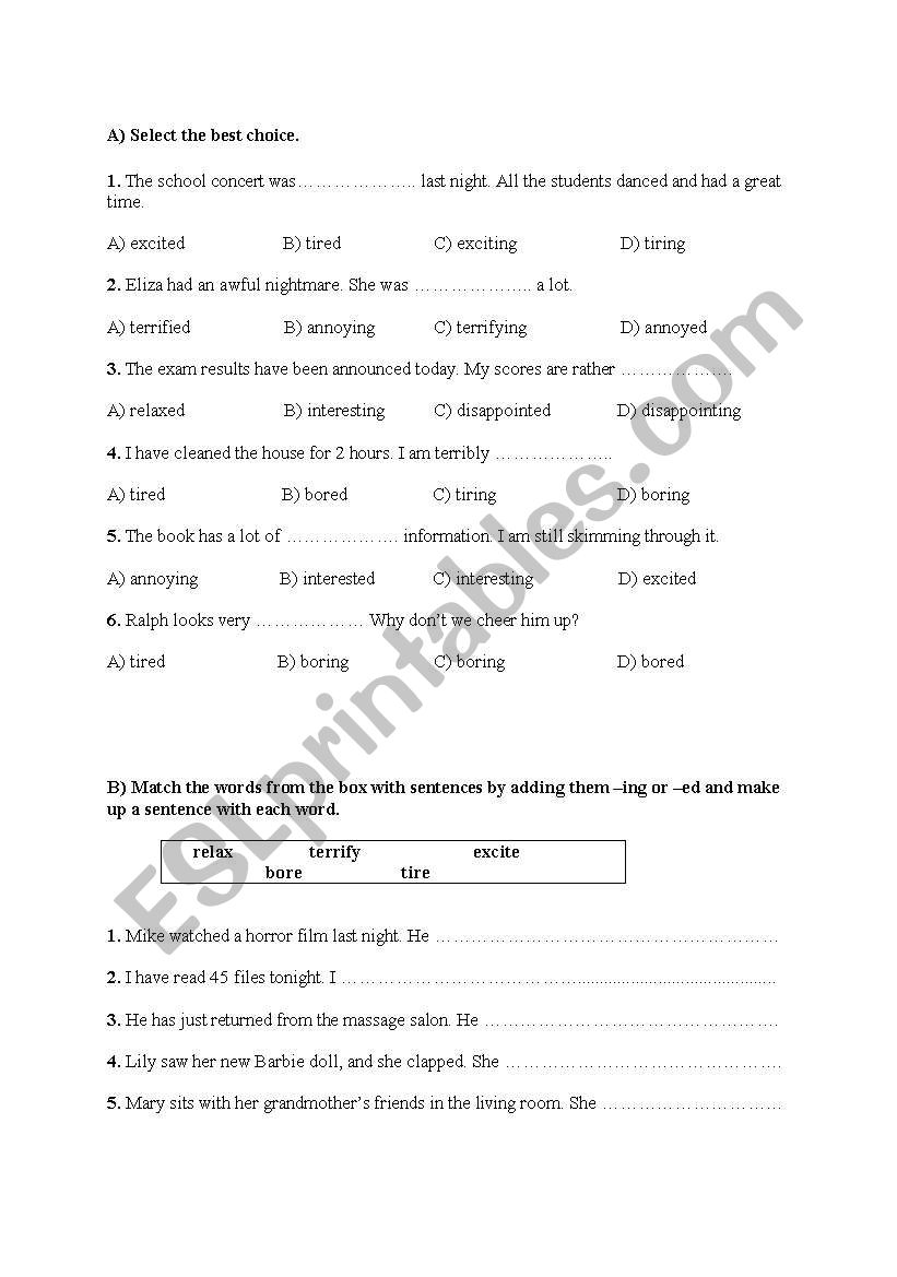 adjectives worksheet