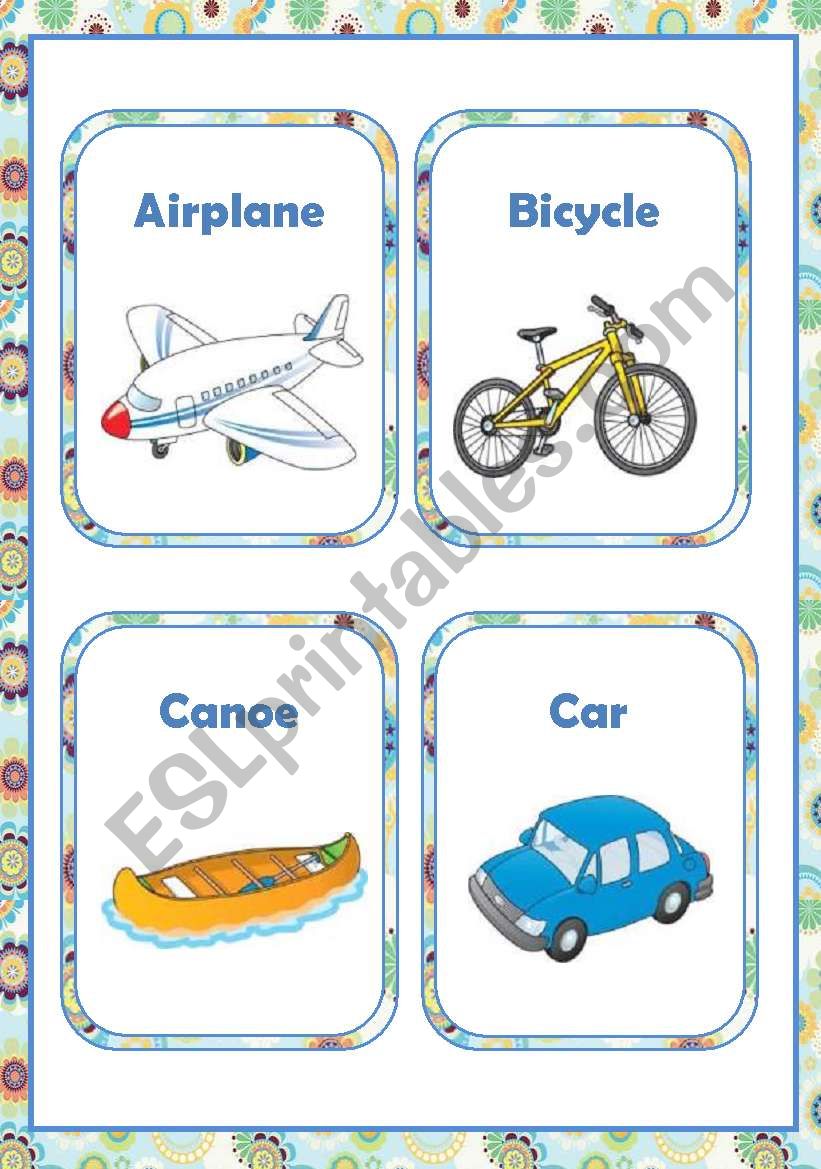 TRANSPORT - FLASH-CARDS worksheet