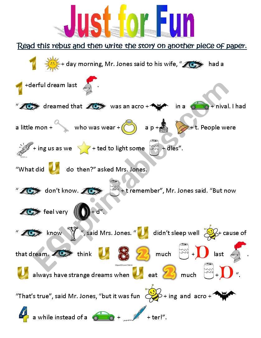 Rebus: Just for Fun worksheet