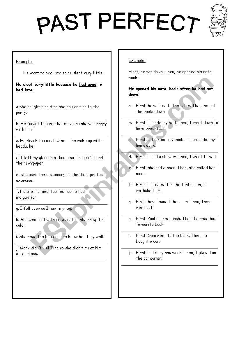 past perfect worksheet