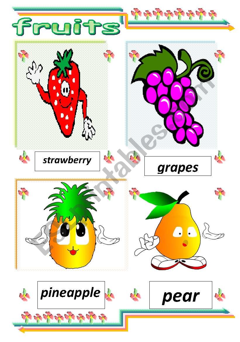 fruits cards worksheet