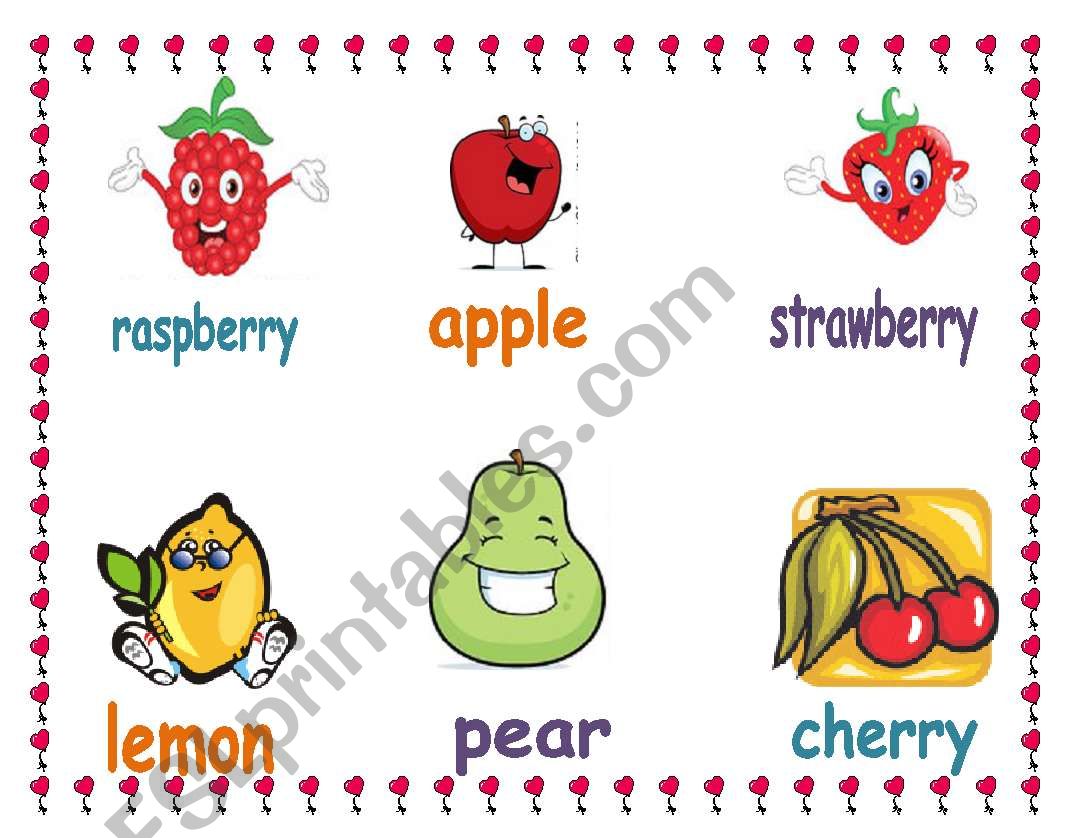 fruits cards worksheet