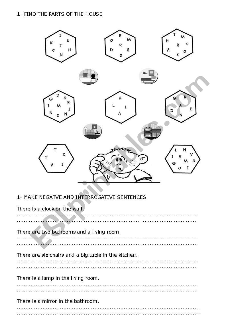 Parts of the house worksheet