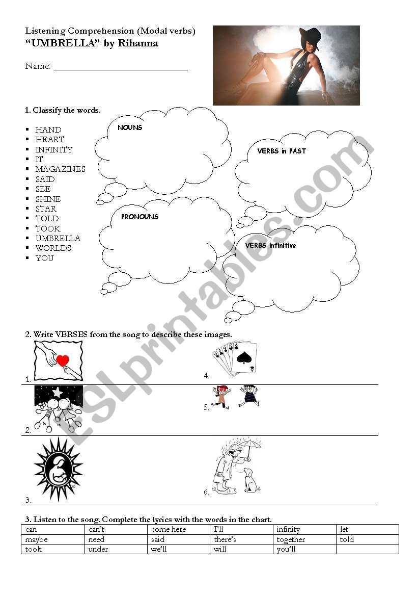 Rihannas Umbrella worksheet