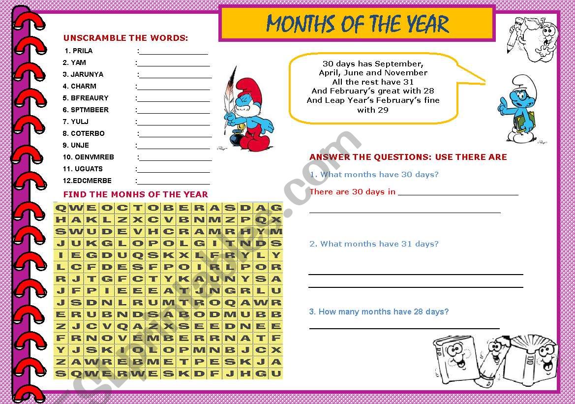 Months of the year worksheet