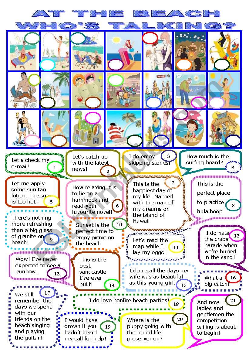 AT THE BEACH.WHOÂ´S TALKING?/10
