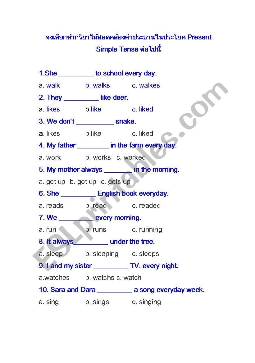 present simple worksheet