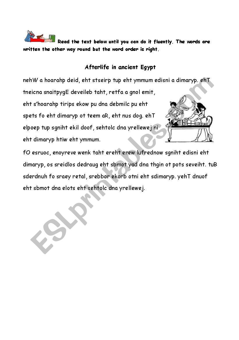 Afterlife in ancient Egypt worksheet