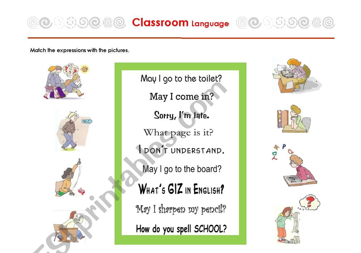 Classroom Language worksheet