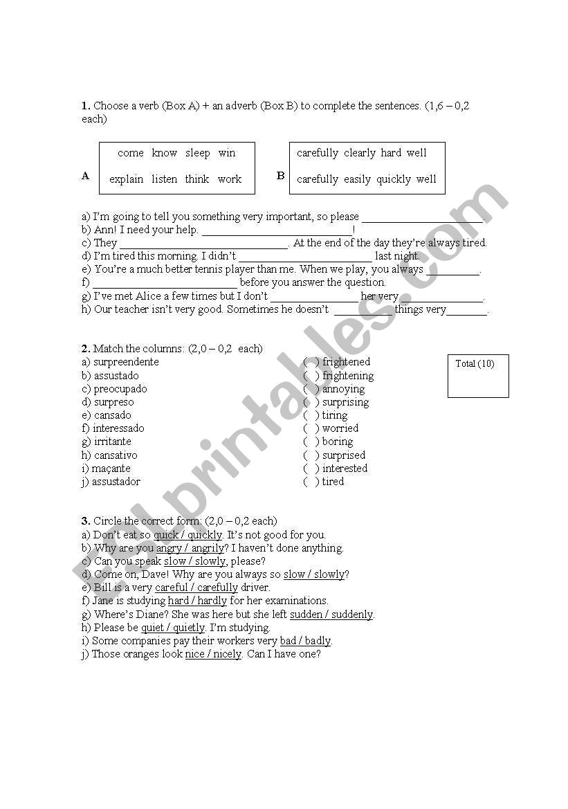 Adjectives worksheet