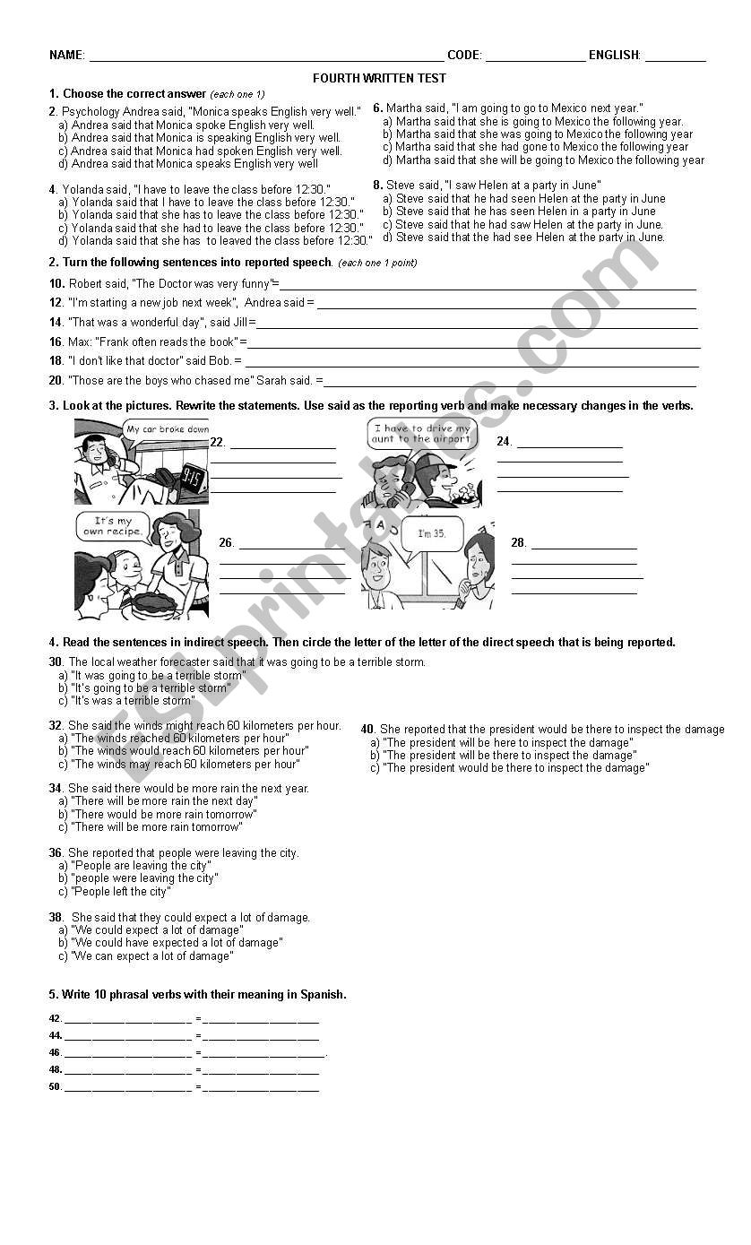 General Test worksheet