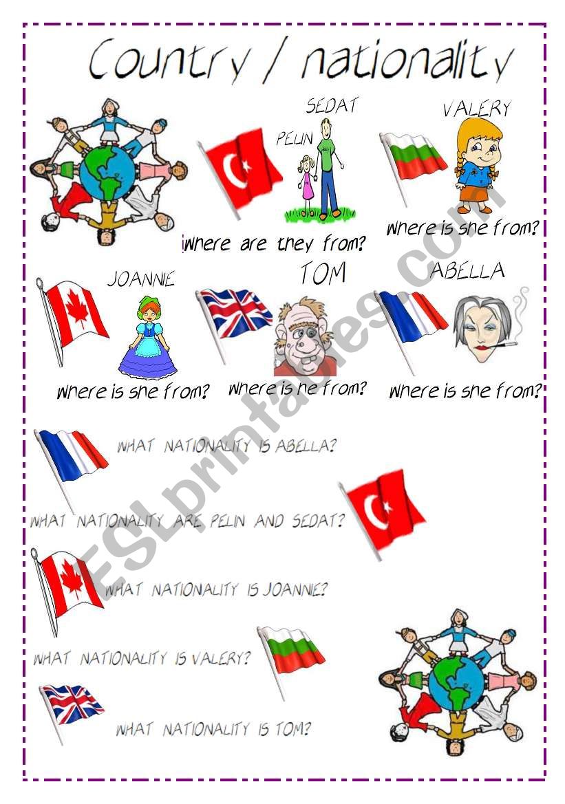 country-nationality worksheet