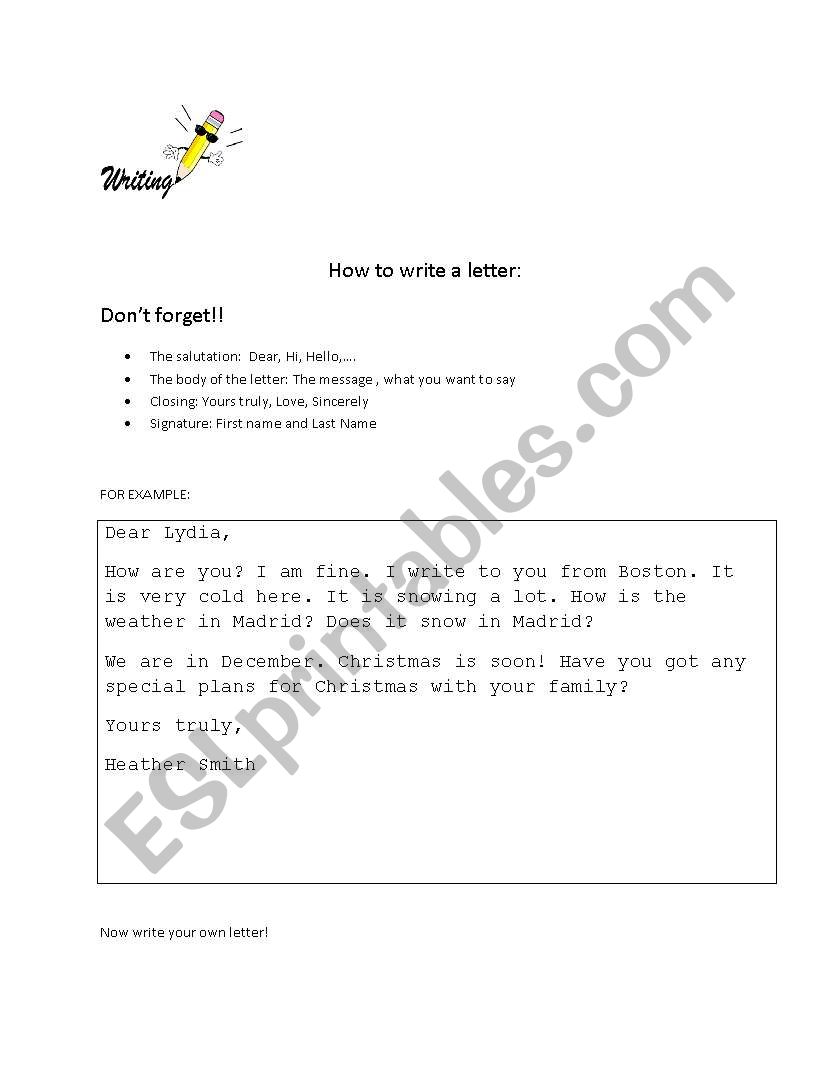 How to Write a Letter worksheet